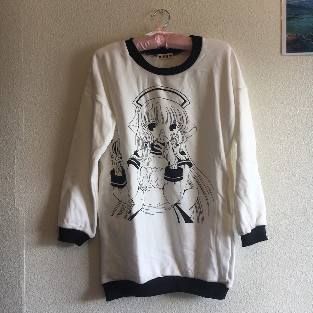 Chobits Chi Chii Plush Crewneck (it has POCKETS)